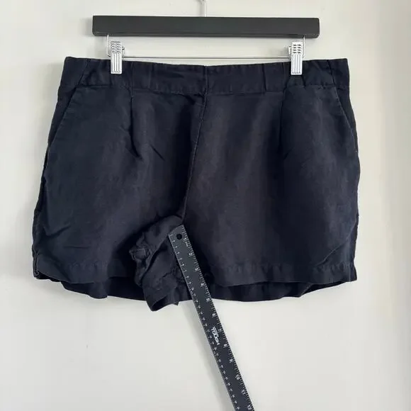 Loft Black Linen Blend Shorts Relaxed Side Pockets Women's Size Large - Picture 5 of 7